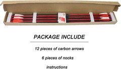 30-inch Fluorescence Carbon Arrows Pack of 12 for Hunting & Practice