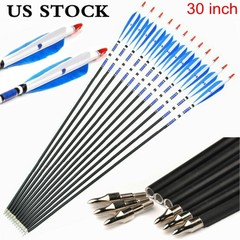 12Pcs 30/32 Carbon Arrows SP 500 Turkey Feather Archery For Compound&Recurve Bow