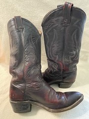 Texas Burgundy Red Leather Vintage Western Men’s Boots Size 8.5 D Made In USA