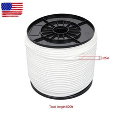 1/4 Inch × 500ft White Nylon Solid Braid Rope High UV & Abrasion Resistance