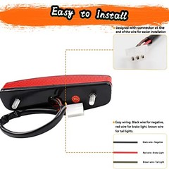 Red LED Tail Light, Universal Motorcycle Brake Taillights for Harley Dyna,