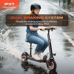 10» Electric Scooter With Seat 1000W Folding Commuter E Scooter 45Miles 25MPH