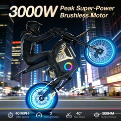 ELECTRIC DIRT BIKE 3000W PEAK FOR ADULT ELECTRIC MOTORCYCLE E-MOUTAINBIKE 40MPH