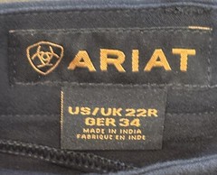 ARIAT Women’s Equestrian Horse Riding Breeches, Black, Size 22R, Cotton Blend.