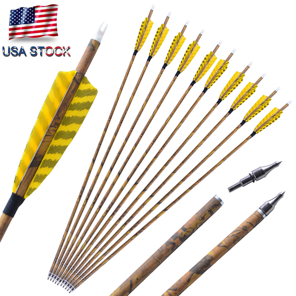 6/12pcs 30» Carbon Arrows Archery SP500 Turkey Feathers Bow Target Hunting