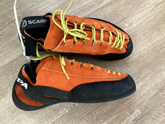 Scarpa Vapor Italy EU 43.5 Orange Suede Lace Up Rock Climbing Shoes M 10 W 11