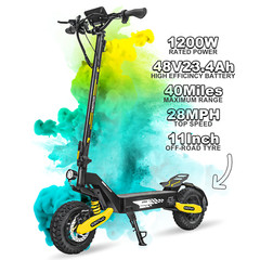 Off-road Electric Scooter for Adult 48V 23.4AH 28MPH 40Miles 1200WE-Scooter