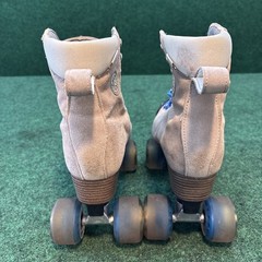 BTFL Tony Pro Suede Roller Skates Ladies Size 10 US Gray Taupe Leather Free Ship