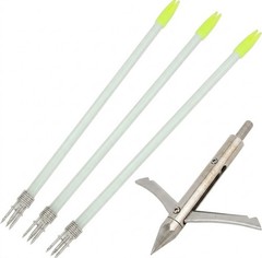 3x Bowfishing Arrows Set – Solid Fiberglass Shaft 8.8mm with Transforming…