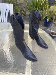 TONY LAMA MEN’S NACOGDOCHES TEJU LIZARD WESTERN BOOTS Men’s 8.5 Black From 1980s