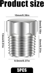 5 Pcs 1/8″ NPT Plug Outer Hex Head Thread Pipe Plug Fitting, 1/8″ NPT Male 304 S