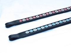 FSS Red Siam Aquamarine Blue FLOWER Rhinestone BLING Crystal Padded BROWBAND NEW