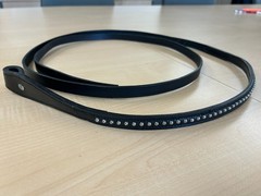 Black Leather Western Split Horse Reins with Silver Studs 1/2″ Width