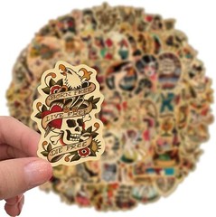 50pcs Retro Tattoo Girls Vintage Style Sticker Pack for Decoration Laptop Home