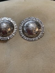 Vintage Fleming Sterling Overlaid Loop Headstall Conchos Rosettes Spurs Bridle