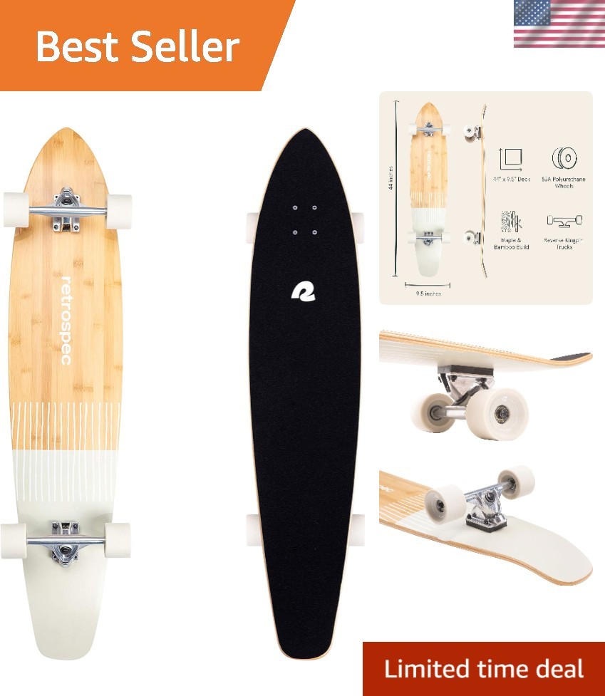 Zed Pintail Cruiser Longboard – 44in Bamboo & Maple, ABEC-7 Bearings, 70mm Wh…