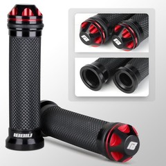 NIBBI Motorcycle Hand Grips, Racing CNC Aluminum Soft Rubber Handlebar,7/8 H…