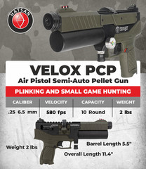 Hatsan Velox Bolt Semi-Auto PCP OD Green .25 Cal Air Pistol HGVLX25OD