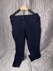 FOUGARZA-Navy Knee Patch, Womens Athletic Equestrian Riding Breeches-(24)