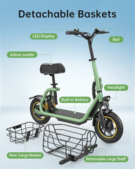 GYROOR 550W Electric Scooter with Seats Pet Friendly with Shock Absorption