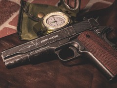 Air Venturi John Wayne 1911 CO2 .177 Cal BB Pistol 320 FPS – Brown Grips