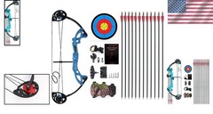 Youth Beginner Compound Bow Right Handed Blue 260fps 15-29lbs Adjustable