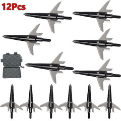 12Pcs Black Broadheads 100Grain 1.75″ Cut RecurveBow Crossbow Arrow Archery Tips