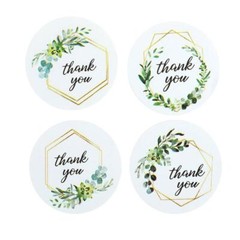 500 White 1.5in Round Self Adhesive STICKERS Greenery Frame Thank You DIY LABELS