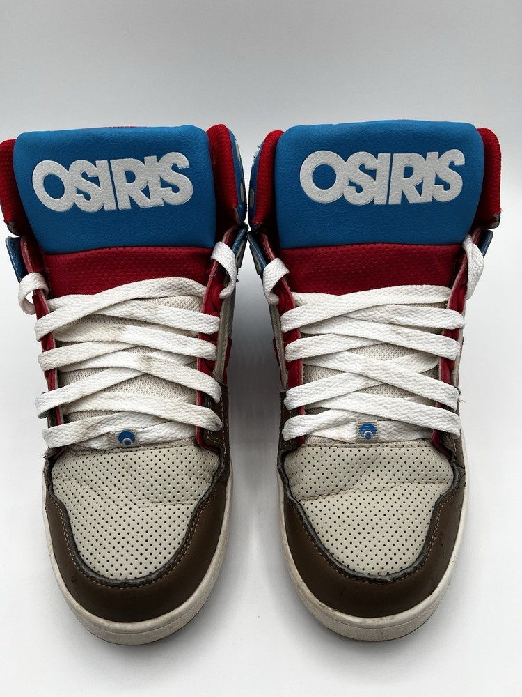 Osiris NYC 83 CLK High Top Sneakers Blue Cream Red Mens Size 9.5 Very Clean Rare