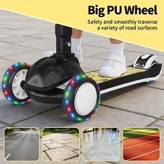 Commugo Kids 3 Wheel Scooter for Ages 3-10 Year Girls/Boys Toddler Scooter Black