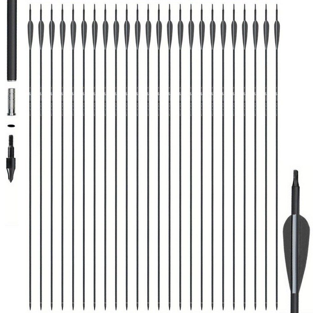 28/30/32 inch Archery Carbon Arrows Spine 500 OD 7.8mm for Compound&Recurve Bow