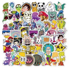 25 Piece Mix Lot 2” Psychedelic Cartoon Stickers, Water Bottle, Vinyl