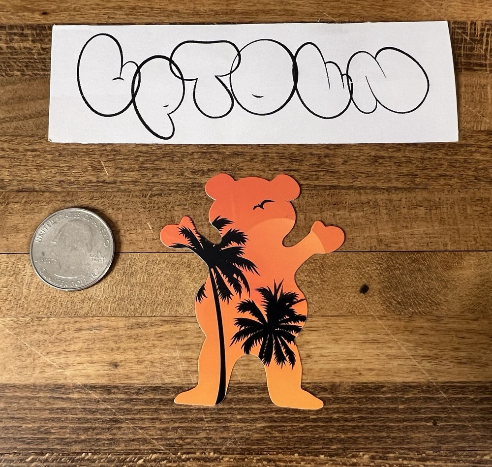 Grizzly Griptape Palm Tree Bear Sticker Torey Pudwill Skateboarding Supreme