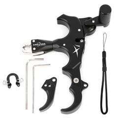 Archery Thumb Release Aid 360 Degree Rotating Head 3/4 Fingers Adjustable Black