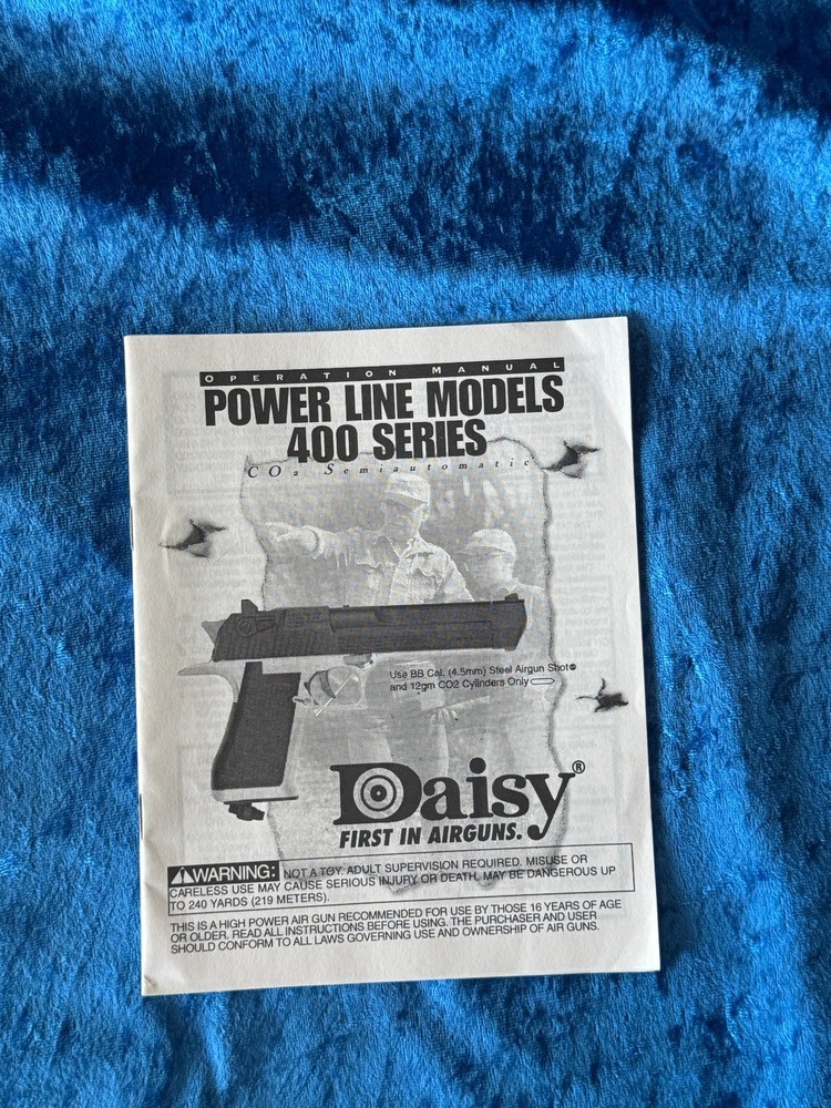 T09 – Vintage Original Daisy Power Line 400 Pistol Manual 20 Pg Factory USA