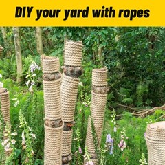 Natural Jute Rope 1″ X 50ft – DIY Landscape Decoration, Tug of War, Gardening