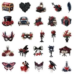 30Pcs Mixed Vintage Gothic Masquerade Clear PET Mask Dark Romance Stickers