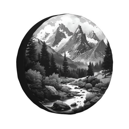 Spare Tire Cover Abstract Moon Mountain Tree Landscape Wheel Covers