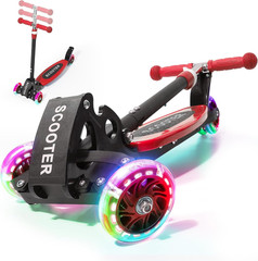 3 Wheel Scooter for Kids Ages 3-12, LED Light-Up Kids Kick Scooter–Portable Fold