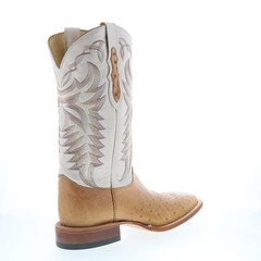 Justin Boots Pascoe Smooth Ostrich Made In USA Mens Brown Wide Western Boots