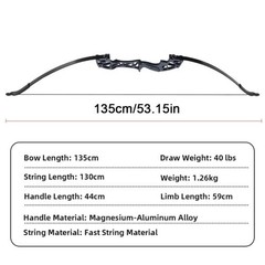 30/40Lbs Takedown Bow 53» Straight Draw Bow Aluminium Alloy Riser Right Hands