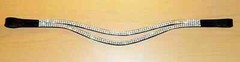Designer Leather Clear Crystal 4 Row Silver Browband For Horse.