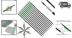 Crossbow Bolts and Broadheads Set 20 Inch Carbon Arrows for Hunting Practice