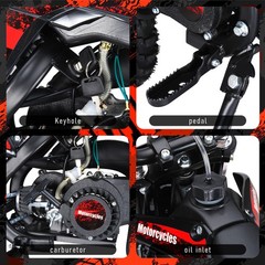 49cc 2 Stroke Mini Motorcycle 25mph 10in Tires Disc Brake 330lbs 47.2in