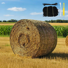 5×5 FT Round Bale Hay Net for Horses & Goats, Heavy Duty Knotless Slow Feed Hay