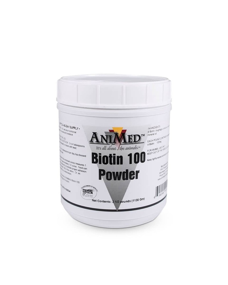 AniMed Biotin 100 Powder for Horses – Hoof & Coat Support, 2.5 lb or 5 lb