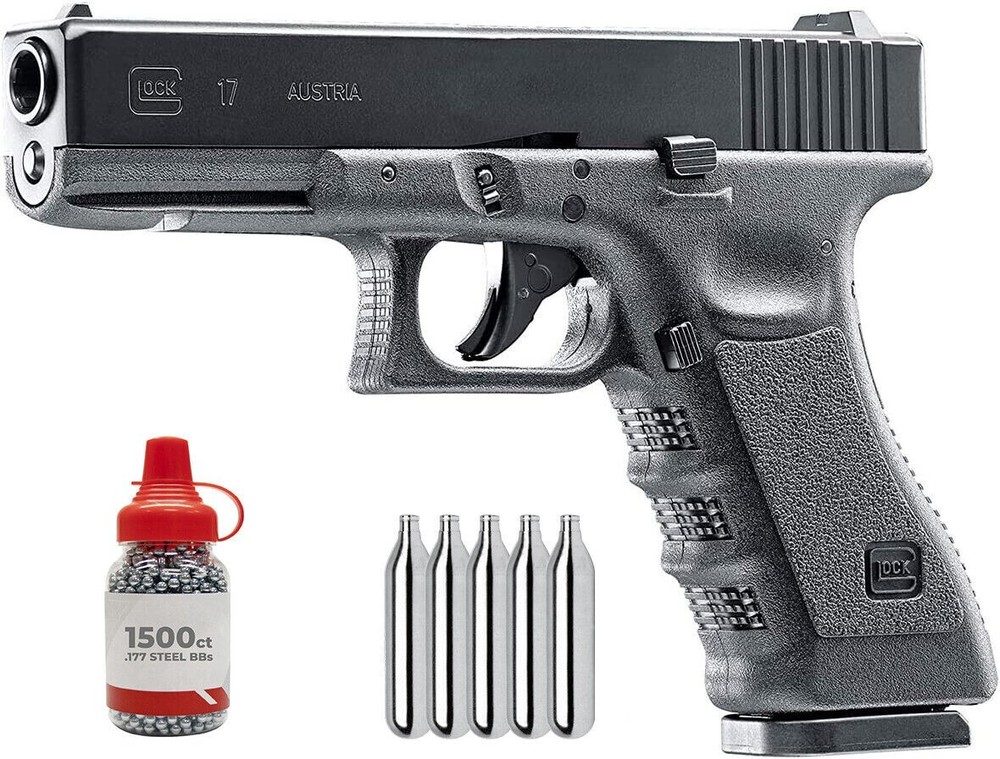 Umarex Glock 17 Gen 3 .177 Cal Blowback Air Pistol with CO2 Tanks and BBs Bundle
