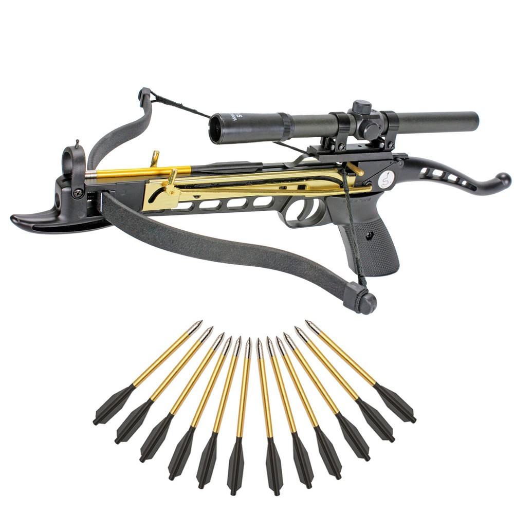 KingsArchery Crossbow Self-Cocking 80 LBS Hunting Scope 15 Arrows
