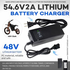 54.6V 2A Lithium Battery Charger for tuttio soleil01 48V 21AH Lithium Battery…