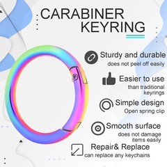 Coobigo 10Pack 1-1/4 Inch Large Round Rainbow Carabiner Clips Metal Spring O
